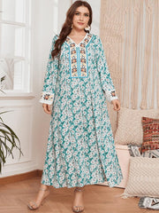 Women's Printed Embroidered Jalabiya Dress