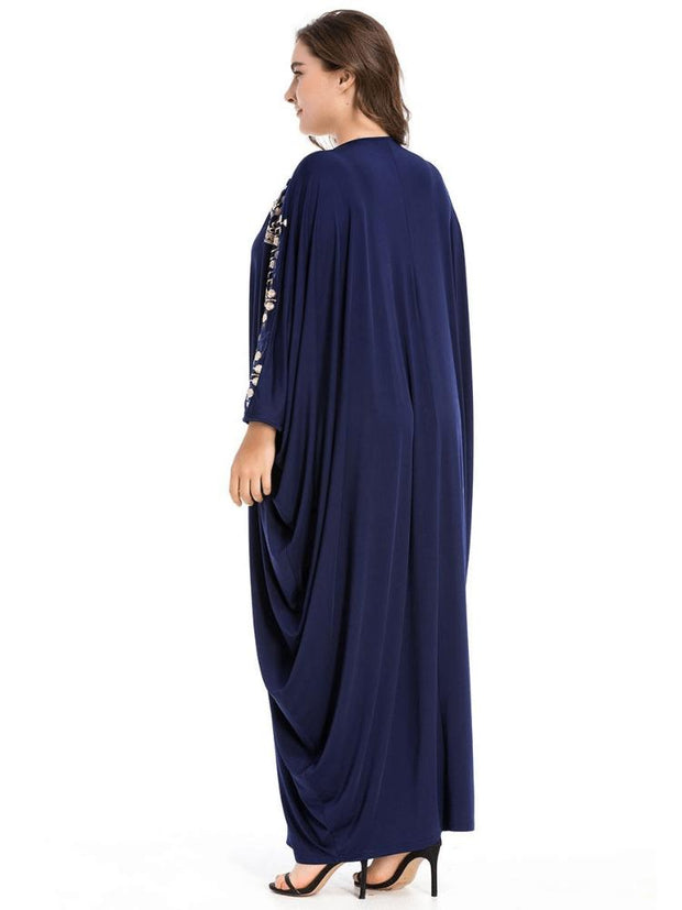 Women's Embroidered Bat Sleeve Kaftan Dress