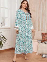 Women's Printed Embroidered Jalabiya Dress