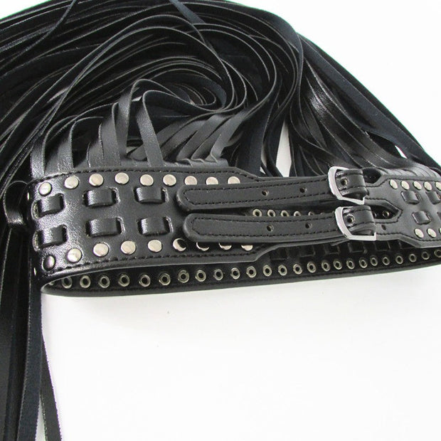 Fringe Fashion Designer Leather Black Belt - MY SEXY STYLES